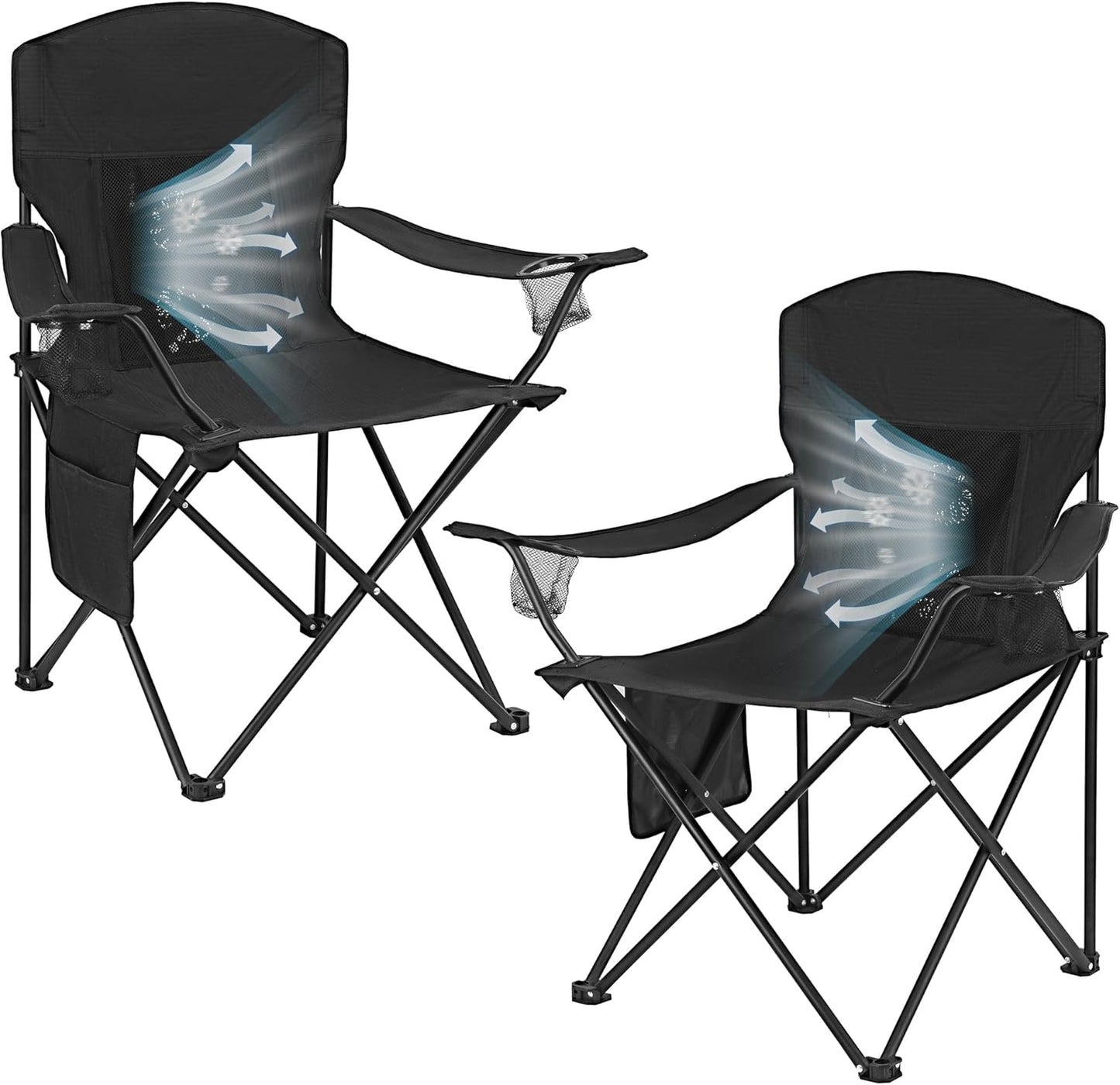 2 Pack Lightweight Camping Chairs for Adults & Teens, 250LBS Capacity Foldable Portable Chairs with Carry Bag, Compact Design for Camping, Beach, Picnics, and Outdoor Events
