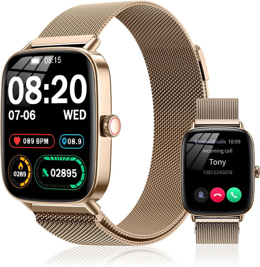 AMOLED Smart Watch for Women: 1.85" IP68 Fitness Tracker, Heart Rate/SpO2, 118 Sports Modes (Rose Gold)